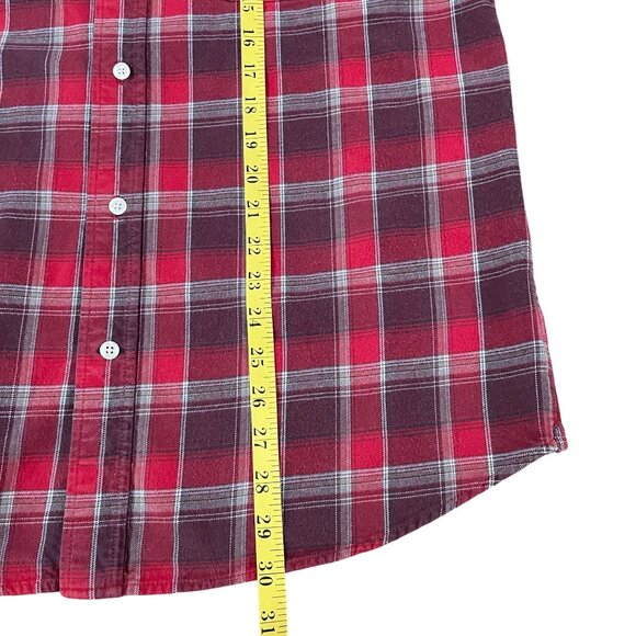 Old Navy Vintage Style Flannel Shirt Size Large Red & Gray Plaid Button-Down - Picture 4 of 5